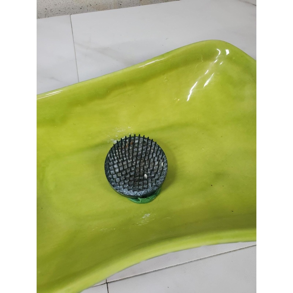 Haeger Art Pottery Glossy Green Flower Frog Vintage Large Plate Platter 14" - Picture 6 of 9